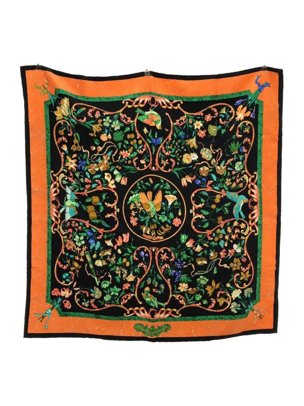 Hermes Pi Erres D'ori Ent Et D'occi Dent Carre 90 Silk Scarf Multicolor